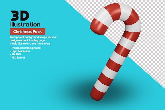 Иллюстрация candy cane christmas pack 3d icon