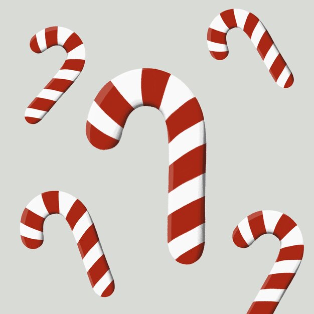 PSD candy cane red and white christmas candy cane illustration