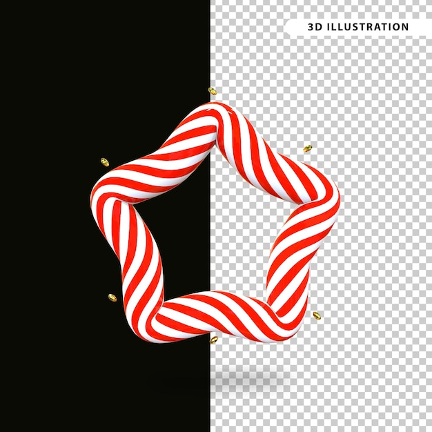 Candy cane star for christmas design isolated