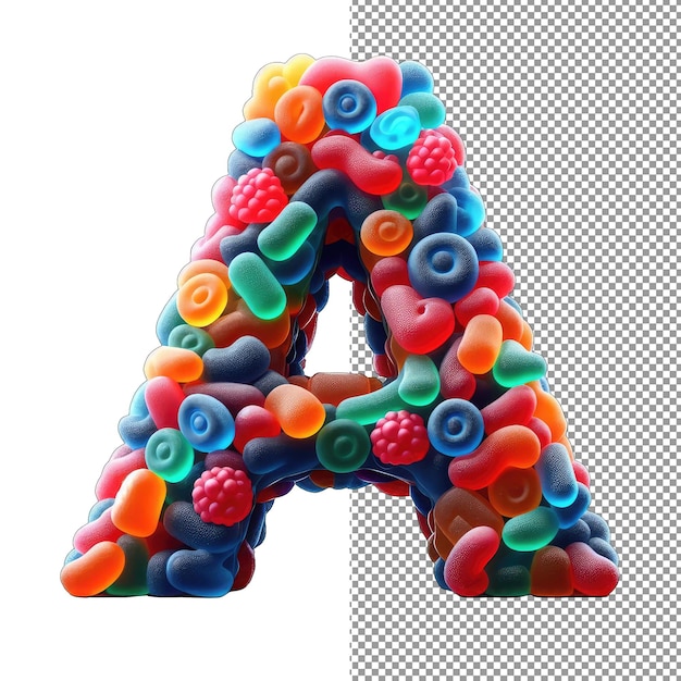 Candy characters single 3d gummy letter in transparente pracht