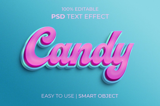 사탕 편집 가능한 3d 텍스트 효과 디자인