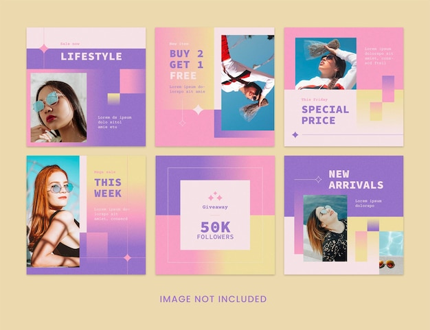 PSD candy glow instagram post template vol1