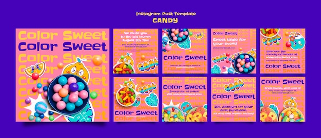 PSD candy instagram post template design