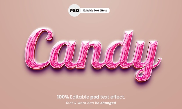 Candy liquid 3d editable text effect psd candy text effect