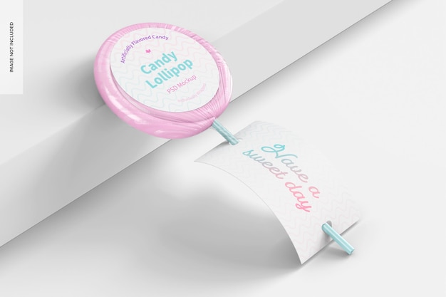 Candy lollipop mockup, leaned