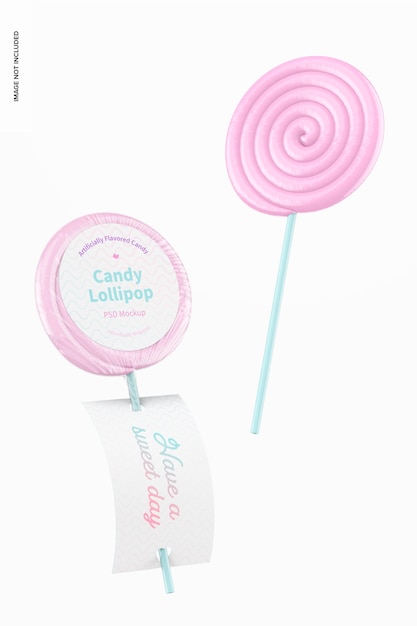 Candy lollipops mockup, floating