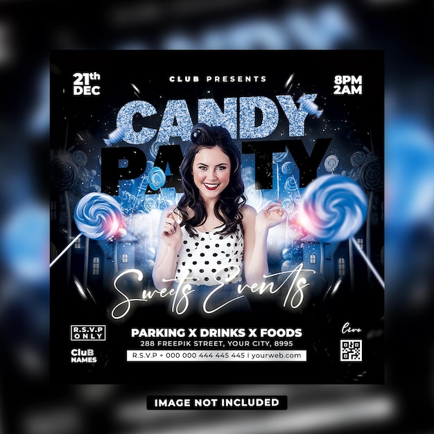 PSD candy party flyer