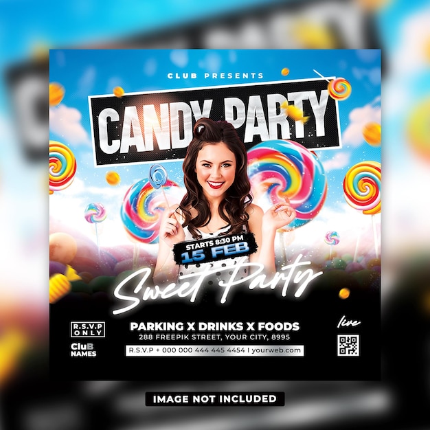 PSD flyer della festa delle caramelle