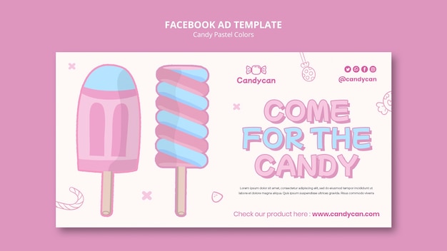 キャンディパステルカラーのFacebookテンプレート