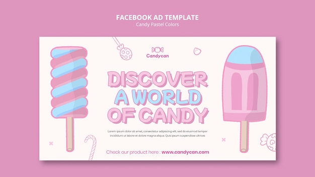 キャンディパステルカラーのFacebookテンプレート