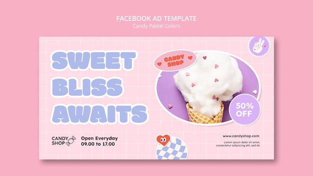 PSD candy pastel colors facebook template