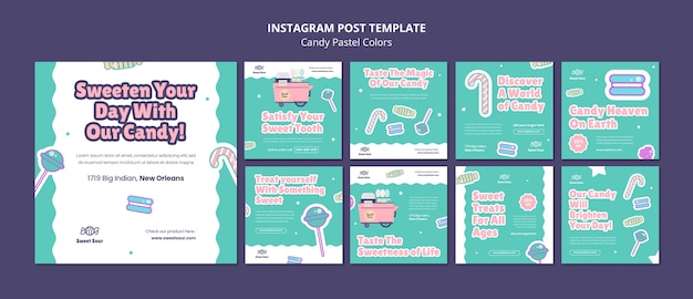 PSD post instagram di colori pastello caramella