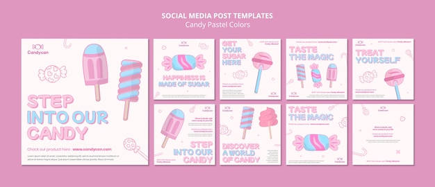 PSD candy pastel colors instagram posts