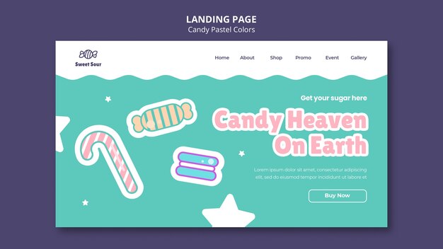 Candy pastel colors landing page template