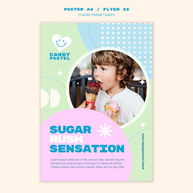 PSD candy pastel colors  poster template