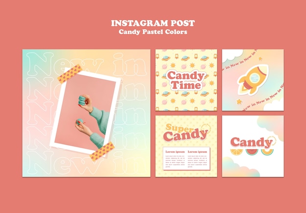 PSD candy pastel colors template design