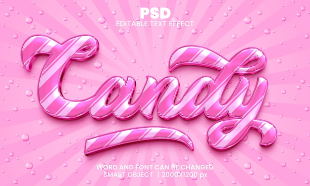 Candy pink color 3d editable photoshop text effect style with background