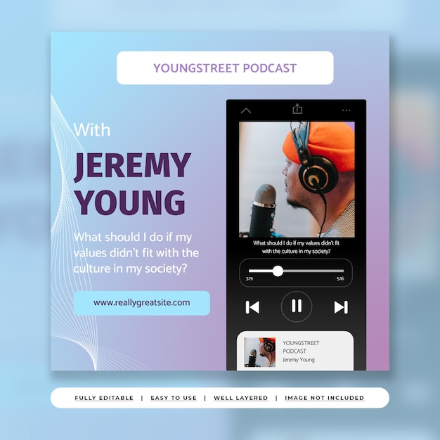 PSD candy pop blue modern gradient podcast instagram