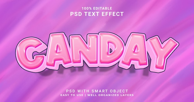 Candy psd 3d text effect fully editable high quality