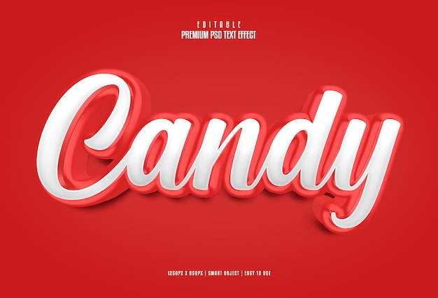 Candy red редактируемый текстовый эффект psd