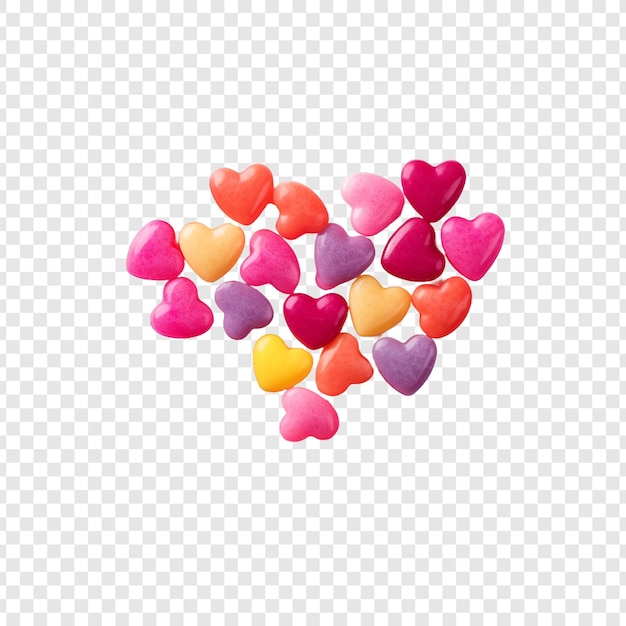 PSD candy shaped like a heart isolated on transparent background