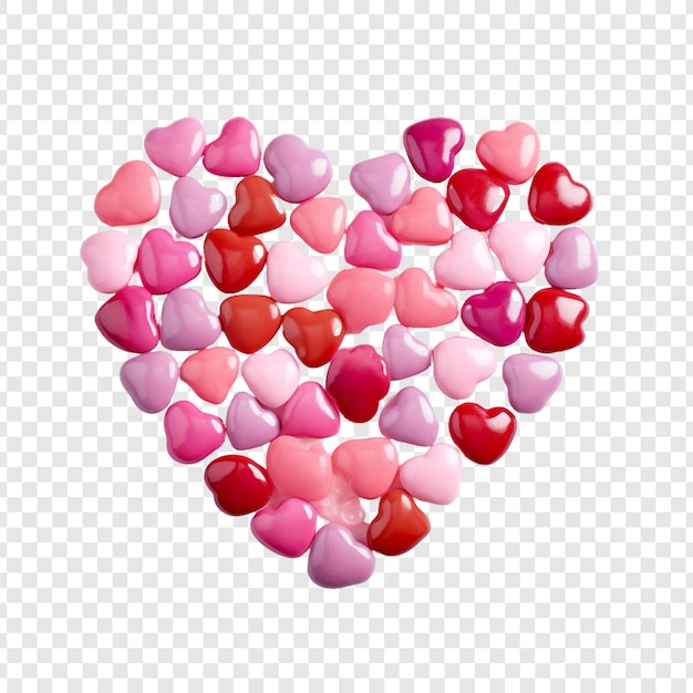 Candy shaped like a heart isolated on transparent background