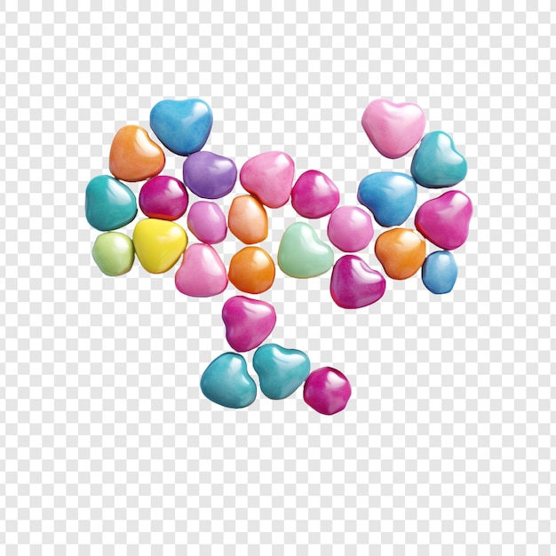 PSD candy shaped like a heart isolated on transparent background