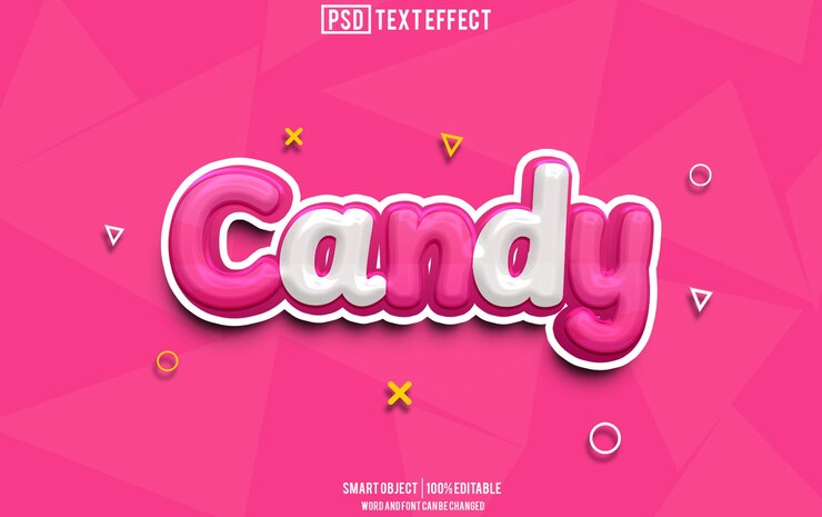 PSD candy text effect font editable typography 3d text