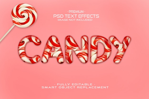 PSD mockup effetto testo di candy