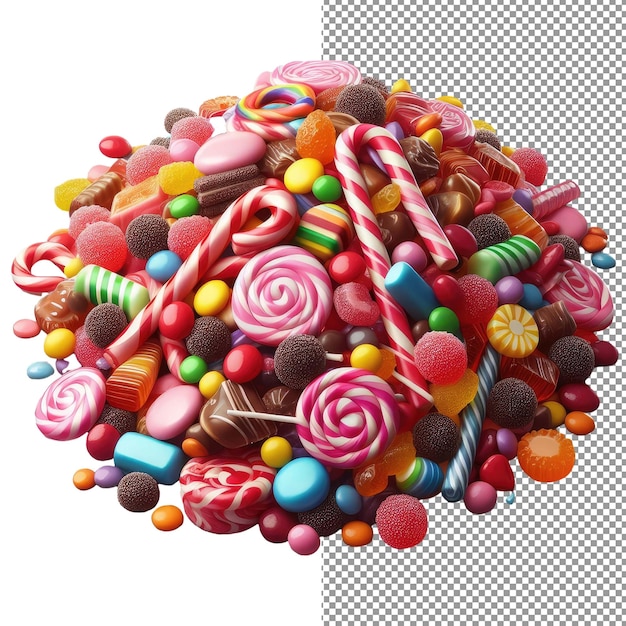 Candy wonderland ontdek realistische geïsoleerde zoete lekkernijen