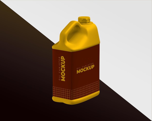 Canister mockup, plastic oil canister mockup, isolated plastic canister mockup