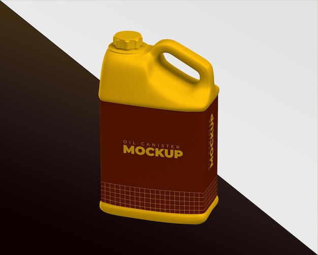 PSD canister mockup, plastic oil canister mockup, isolated plastic canister mockup