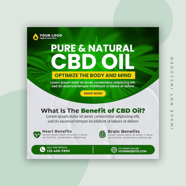 Cannabis hemp product CBD oil social media banner template and Facebook post design