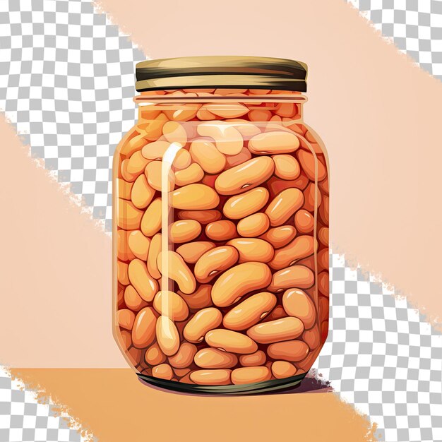 PSD canned beans in a jar against a transparent background