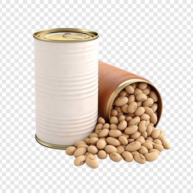 PSD canned pale legume isolated on transparent background