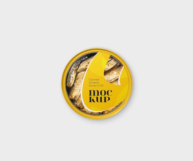 Canned smoked sprats in oil mockup