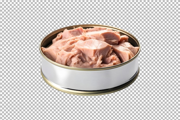 Canned tuna fish meat isolated on transparent background