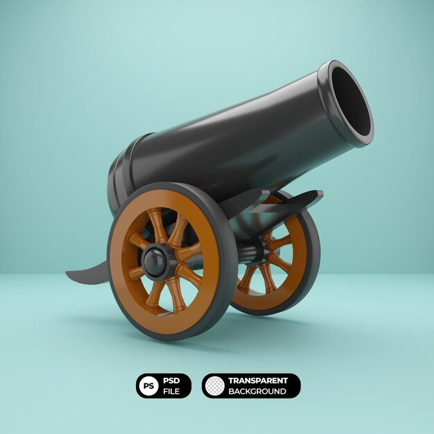 PSD illustrazione di rendering 3d del cannone