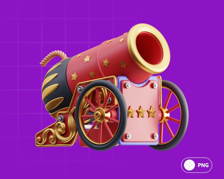 PSD cannon carnival 3d illustration