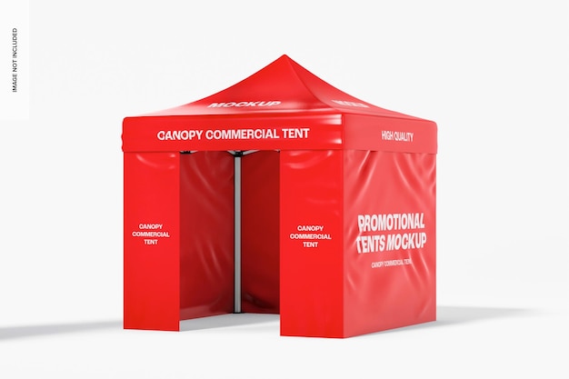 Mockup di tenda commerciale a baldacchino, vista da destra