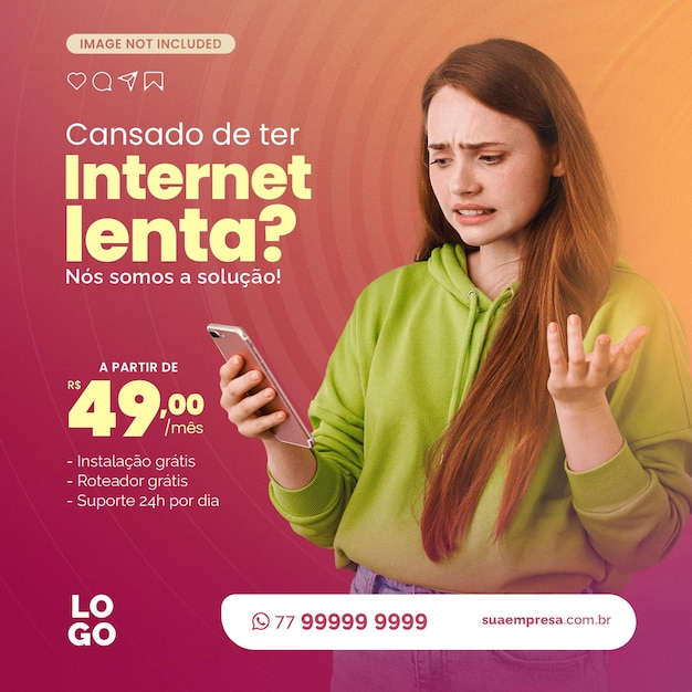 Premium PSD | Cansado de ter internet lenta provedor de internet