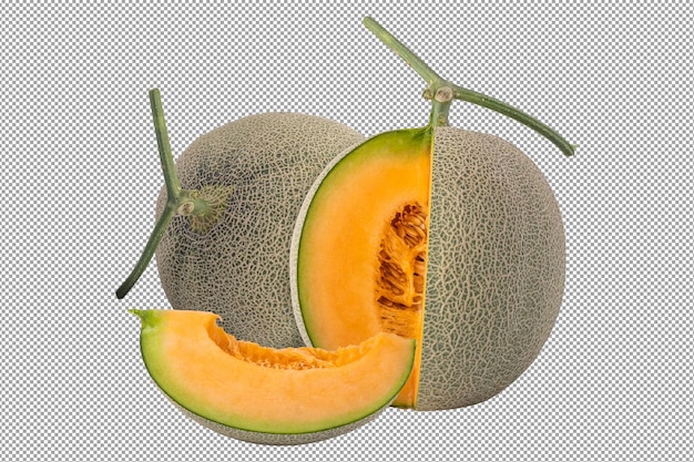 Cantaloupe meloen geïsoleerd op een transparante achtergrond