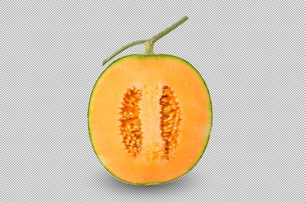 Cantaloupe melon isolated on alpha backgroundxA