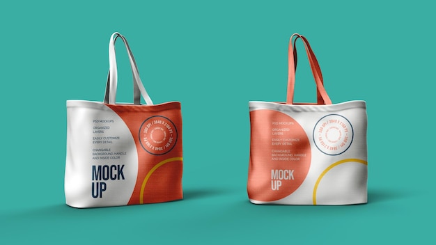 Canvas bags mockup design isolated