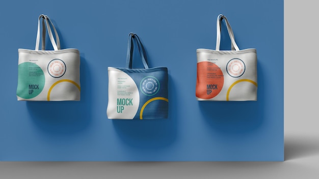 Canvas bags mockup design isolated