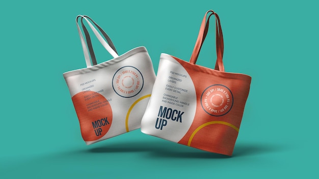 Borse di tela mockup design isolato