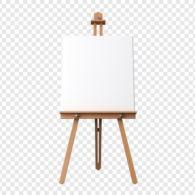 Canvas and easel photograph isolated on transparent background