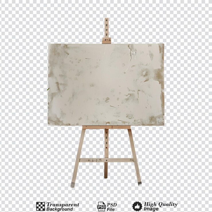 PSD canvas and easel photograph isolated on transparent background