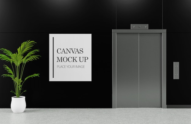 Canvas Frame mockup Beside Elevator