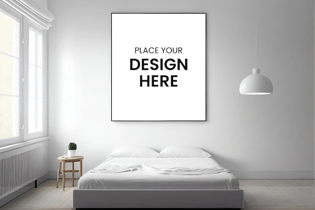 Canvas frame mockup interieur in een slaapkamer